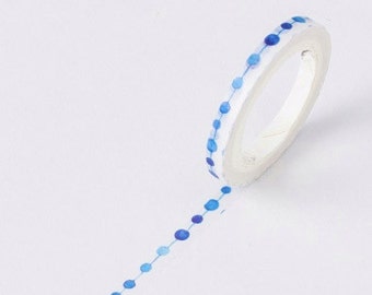 Slim washi tape - Blue Dots washi tape - Little dots - Beads washi tape - Blue Washi Tape - Skinny Washi Tape (5mm X 8m)
