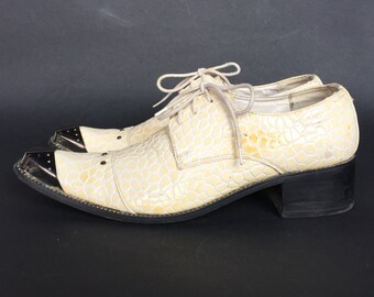Italian Snake Pattern Leather shoes, Men's Oxfords Wedding Dress Shoes metal Lace Up heels 4,5 cm, groom accessories 41 EU, 8 US, 7'5 UK