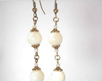 Pearl Earrings, antique gold - romantic Collection