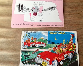 Two Unused, Uncancelled Vintage Comic Postcards