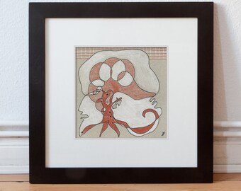 Drawing, original art 15/15 cm (5.9/5.9 inch)
