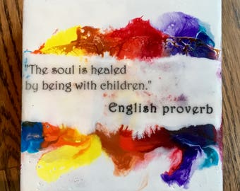 original encaustic painting-children