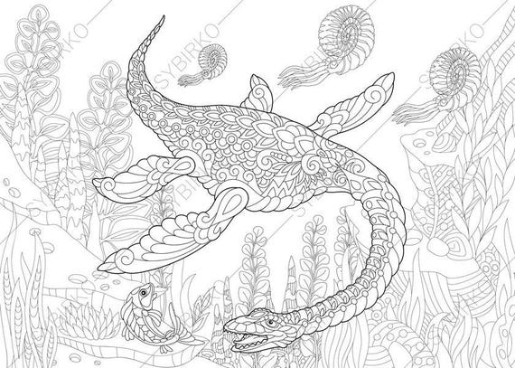 Plesiosaurus Dinosaur. Dino Coloring Pages. Animal coloring