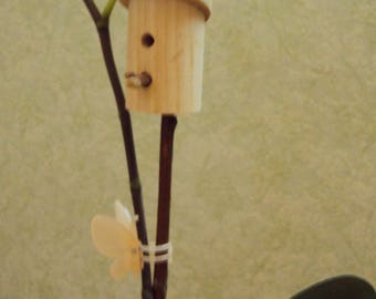 Flower decor, five flower holder set, springtime decor, ornamental bird house, mothers day gift