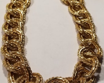 Vintage Gold Tone Rope Design Large Chain Choker Necklace