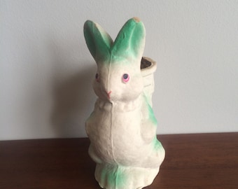 Vintage Rabbit Paper Mache Candy Container Easter Bunny