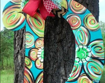 Monogram Letter Door Hanger by ReLoved Treasure, monogram wreath, monogram door decor