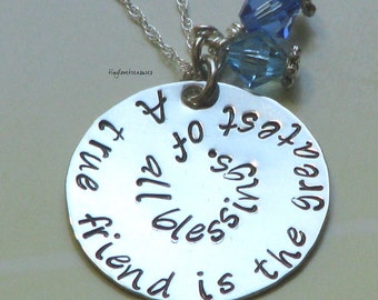 True Friend Sterling Silver Hand Stamped Necklace