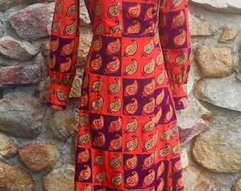 Vintage Bohemian 1970's India Cotton Maxi Dress by Sundeep Made In India