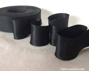 Ebony Black Hand Dyed Silk Ribbon-2 yard increments