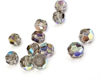 10 Pieces Swarovski Crystal Bead in Starlight, Black Diamond AB, Round, 8mm