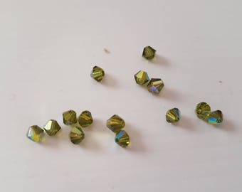 4MM green Olivine AB bicones