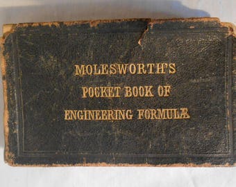 Molesworth's Pocket Book of Engineering 1878 LEATHER 19th Printing Useful Formulae & Memoranda for Civil and Mechanical Engineers Telegraphs