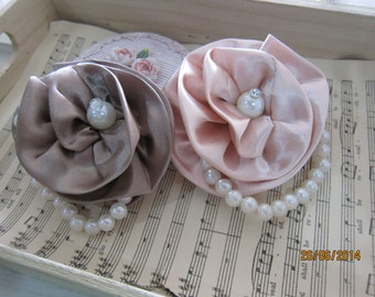 1pcs-Satin Rolled Fabric Flower/NF18-Handmade Fabric Flower/Head Piece/