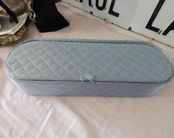 Vintage Shabby Chic Satin Quilted Handkerchief /Hankie Box/ Jewelry/Makeup Box