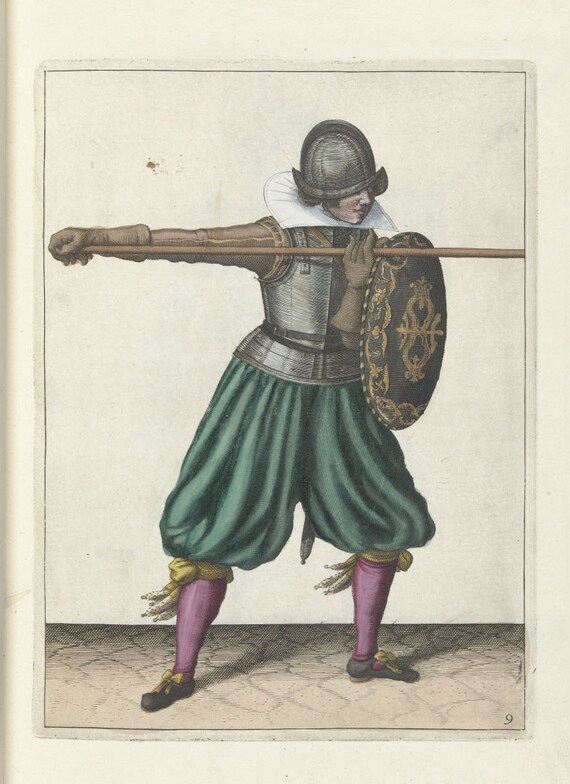 Exercise with shield and pike Drill Position 3 Coloured