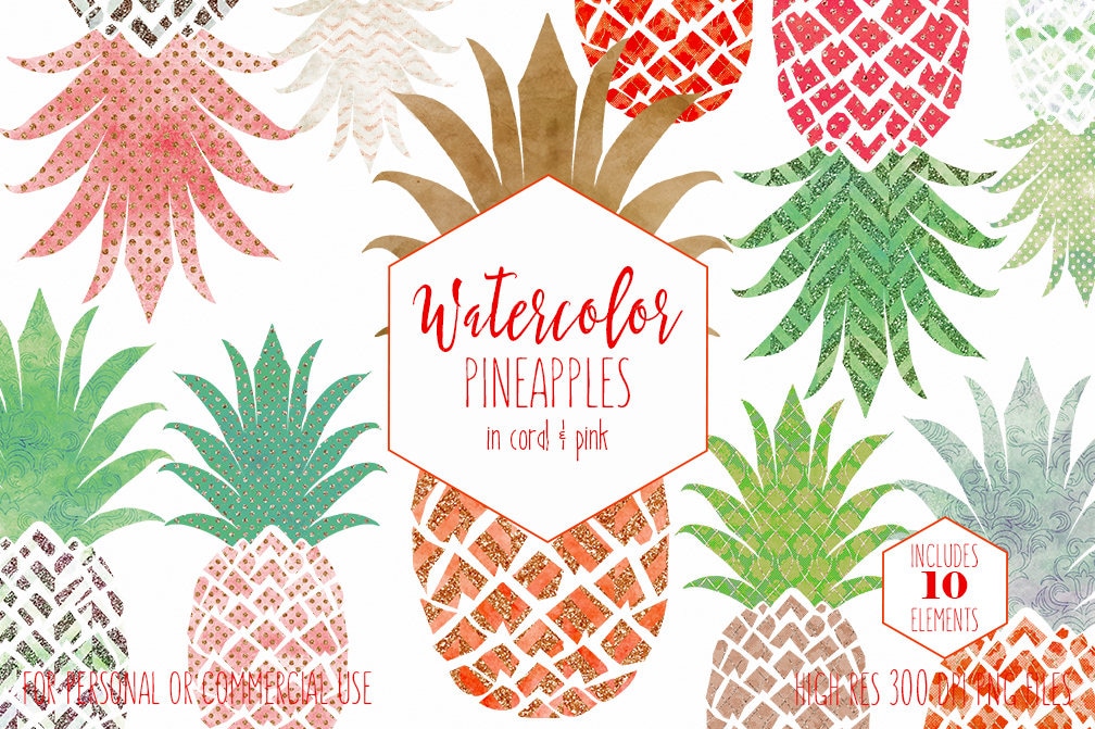 PEACH & ROSE GOLD Pineapple Clipart Commercial Use Clip ...