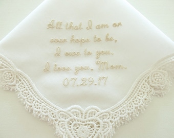 Ivory Mother of the Bride Wedding Hankerchiefs, Wedding Hankies, Hankerchiefs for Bridal Party, hankerchiefs, moms handkerchief