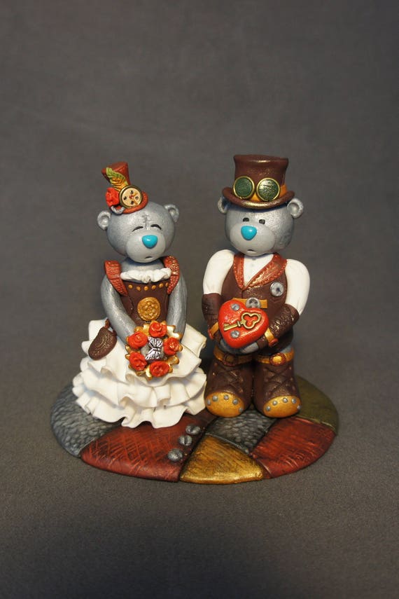 teampunk bear wedding cake topper