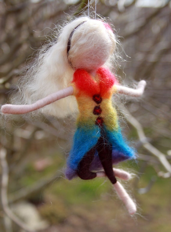 Needle felted rainbow fairy decoration MADE TO ORDER