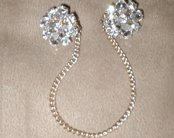 Vintage Rhinestone Sweater Guard Clip Chain
