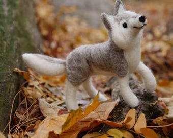 Needle Felted Grey Wolf