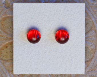Dichroic Glass Earrings, Red DGE-1199