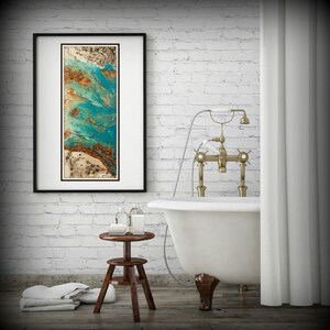 Blue And Copper Art Vertical Wall Prints Fine Abstract Painting Decor Blue And Copper Art Vertical Wall Prints Fine Abstract Painting Decor