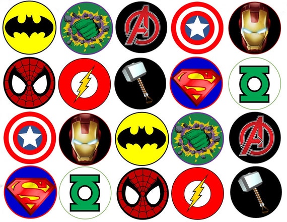 Super Heros Symbols Edible Images Cupcake Cookie Toppers