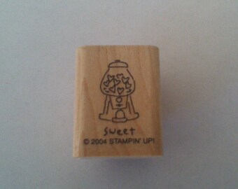 Sweet Rubber Stamp, Gumball Machine Stamp, Valentines Day Stamp, Stampin' Up 2004, Wood Mounted Rubber Stamp, Card Making, Scrapbooking