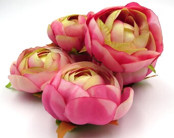 6 Pink Ranunculus Buds. Flower Heads. Floral Supplies.