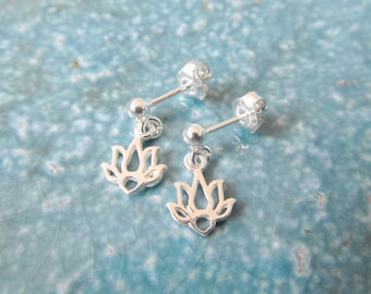 Sterling silver earrings, lotus earrings, yoga earrings