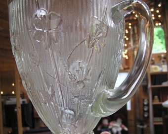 Iris and Herringbone Pitcher with Flared Base