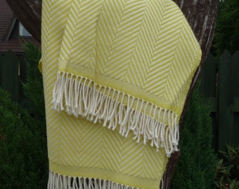 merino wool blanket / merino wool throw / blankets and throws / yellow wool blanket / yellow wool throw / striped wool blanket
