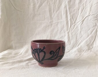 Floral Pink Ceramic Bowl // Ceramic Bowl Set // Handmade Pink Bowls // Ceramic Cereal Bowls