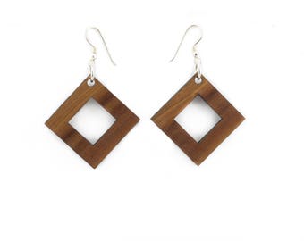 Earring Square – Plum Wood