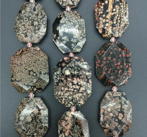 Full strand Natural Red Snowflake Jasper faceted Slab Loose