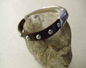 Leather Brown Studded Cuff Bracelet