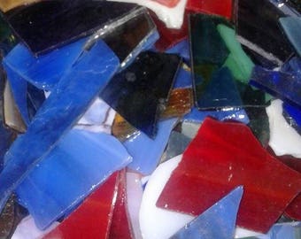 Opaque and some Opalescent Scrap Glass-Colored Stained Glass Scraps-Mosaic Pieces-Sun Catcher-Jewelry Making-Mosaics