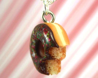 chocolate doughnut necklace kawaii polymer clay charms miniature food jewelry polymer clay food necklace chocolate donut necklace charm