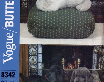 Vintage 80s Life Size Stuffed Dog & Cat Sewing Pattern Vogue / Butterick 8342 Standing Puppy Dog, Sitting Kitty Cat UNCUT