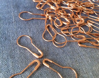 Copper calabash safety pins for clothing tags, hang tags, fashion, crafting, price tags / 100 pins / 4 colours available