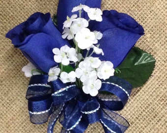 New Artificial Navy Rose Corsage, Blue Rose Mother's Corsage, Navy Boutonniere, Navy Bout, Navy Prom Corsage