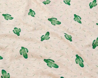 Cactus Knit Fabric, Cotton French Terry Knit, Stretchy Fabric - Ivory - By the Yard 74166 GJ