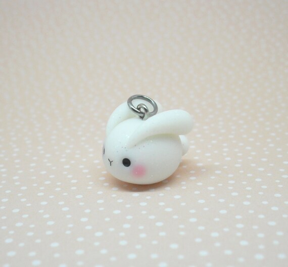 Cute Glittery Bunny Rabbit Polymer Clay Charm Stitch Marker