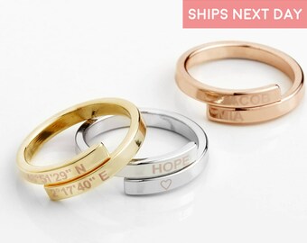 Initials Ring Best Friend Rings Personalized Gift For Women Letter Ring Engraved Ring Wrap Ring Inspirational Ring - RWB