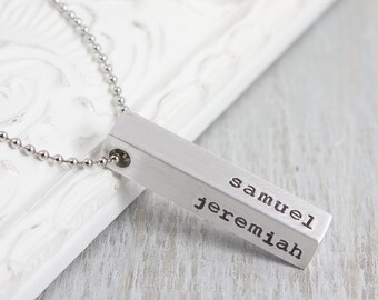 Personalized Bar Necklace - Custom Name Necklace - Personalized Jewelry - Hand Stamped Bar Necklace - Kids Name Necklace