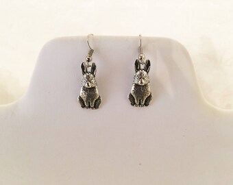 Bunny Rabbit Silver Pierced Earrings