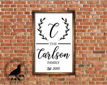 Family Name Sign svg, Monogram sign svg, Name Sign svg, Established Sign svg, Farmhouse Style svg, FixerUpper, Joanna Gaines, Cut File, dxf