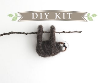 DIY Kit - Sloth Needle Felting Kit - Needle Felted Animal Kit